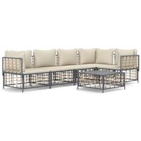 vidaXL 6 Piece Garden Lounge Set with Cushions Anthracite Poly Rattan,  vidaXL 6 Piece Garden Lounge Set with Cushions Anthracite Poly Rattan