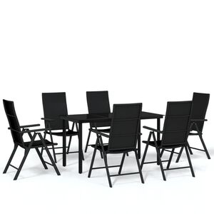 vidaXL 7 Piece Garden Dining Set Black