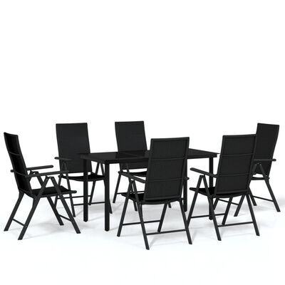 vidaXL 7 Piece Garden Dining Set Black,  vidaXL 7 Piece Garden Dining Set Black