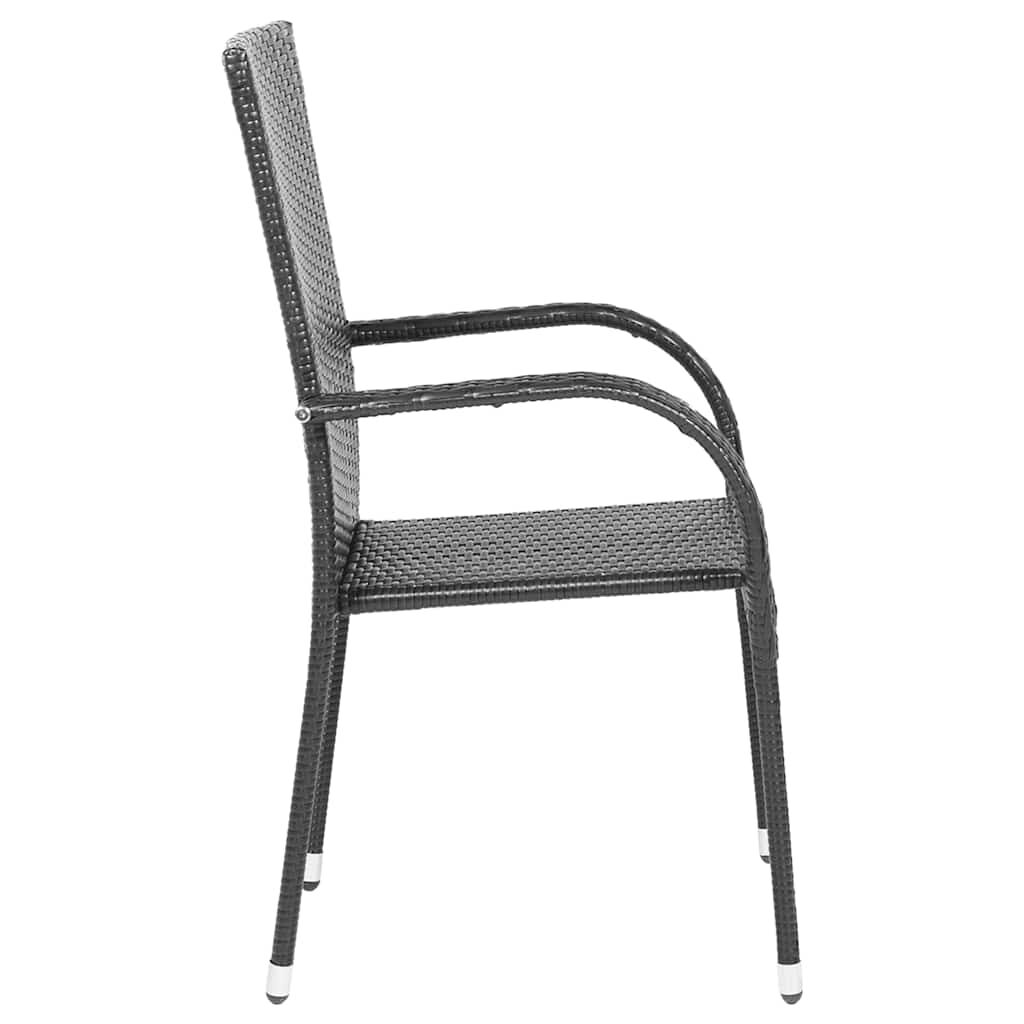 vidaXL Stackable Outdoor Chairs 6 pcs Poly Rattan Black