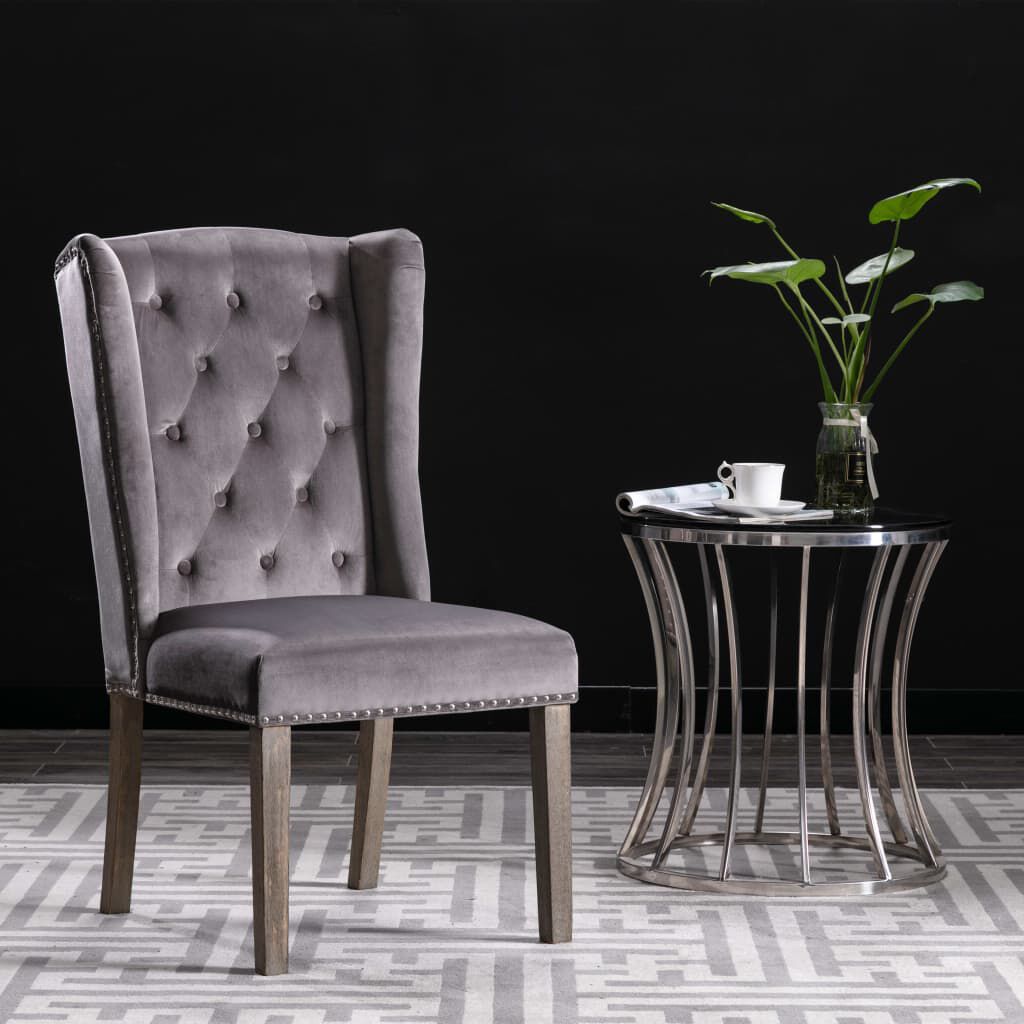 vidaXL Dining Chairs 2 pcs Grey Velvet