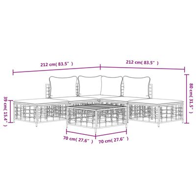 vidaXL 6 Piece Garden Lounge Set with Cushions Anthracite Poly Rattan,  vidaXL 6 Piece Garden Lounge Set with Cushions Anthracite Poly Rattan