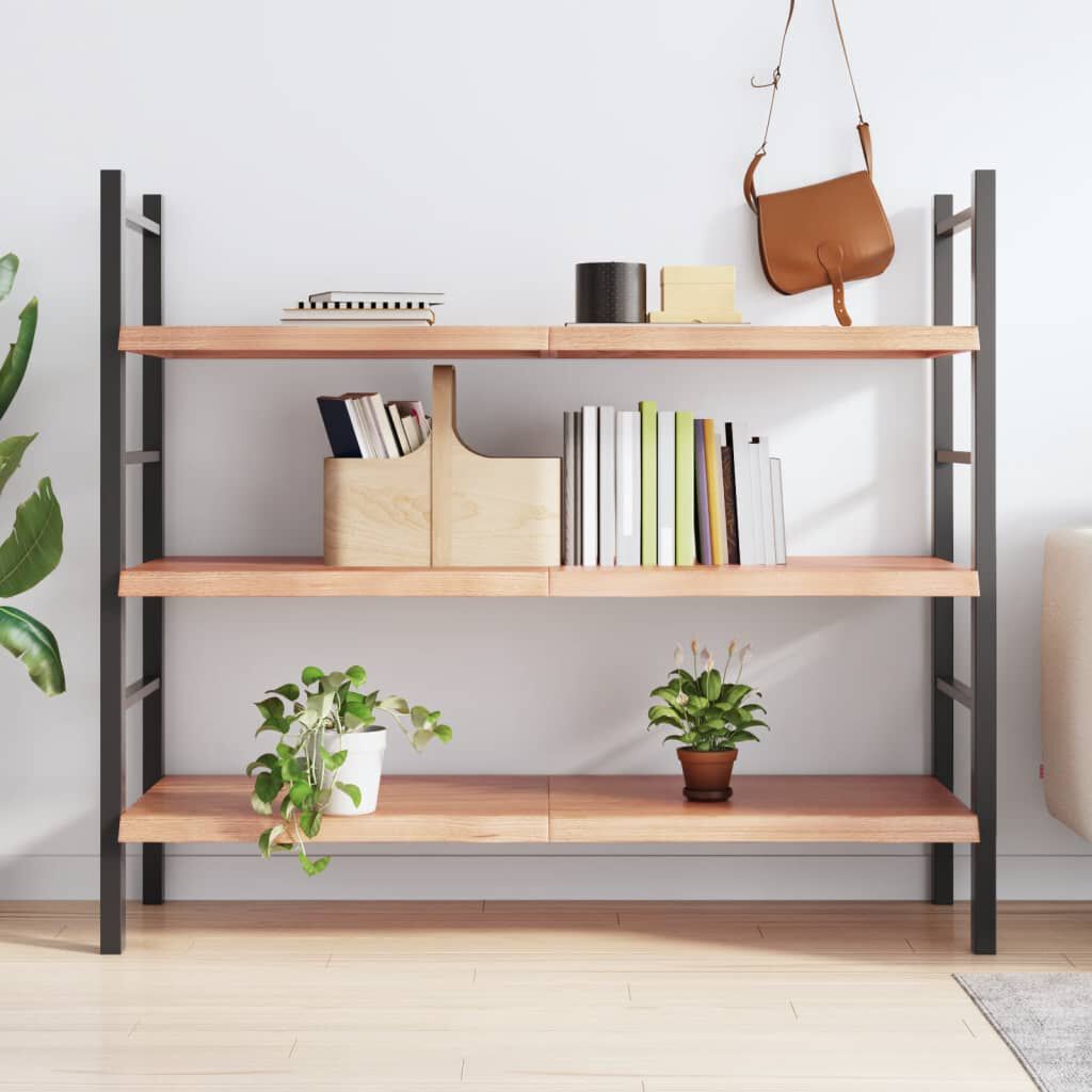 vidaXL Wall Shelf Light Brown 140x50x(2-4) cm Treated Solid Wood Oak