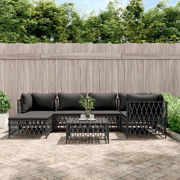 vidaXL 7 Piece Garden Lounge Set with Cushions Anthracite Steel