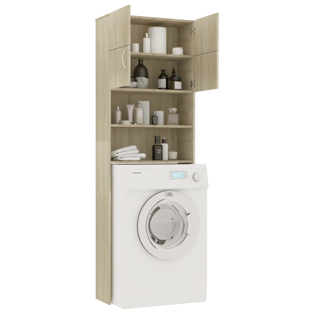vidaXL Washing Machine Cabinet Sonoma Oak 64x25.5x190 cm Engineered Wood