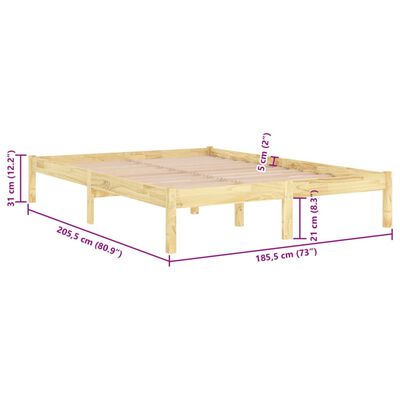 vidaXL Bed Frame without Mattress Solid Wood Super King Size, natural vidaXL Bed Frame without Mattress Solid Wood Super King Size