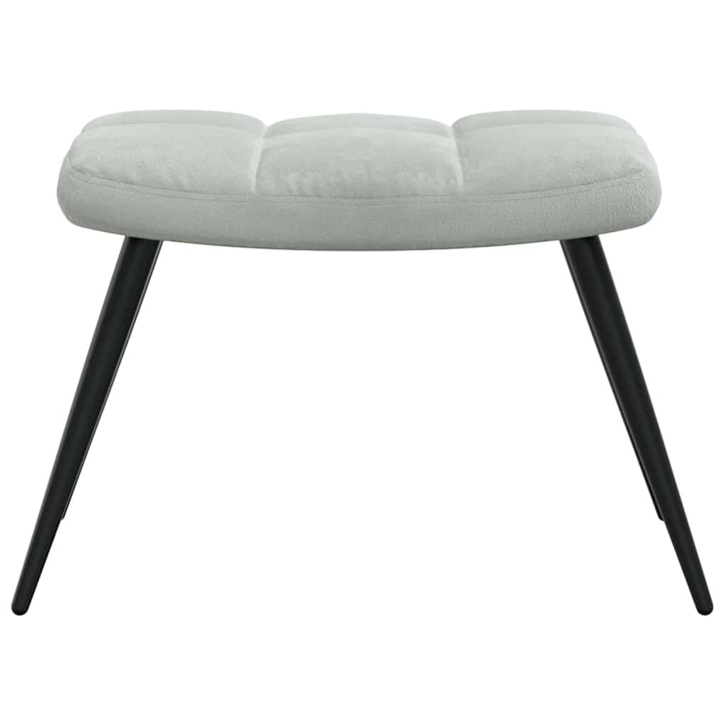 vidaXL Relaxing Chair with a Stool Light Grey Velvet