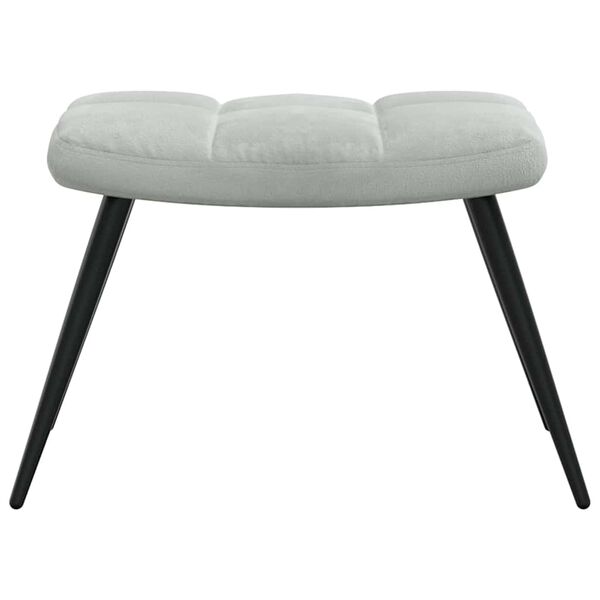 vidaXL Relaxing Chair with a Stool Light Grey Velvet