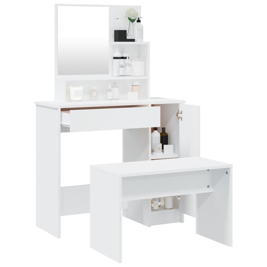 vidaXL Dressing Table Set White 86.5x35x136 cm