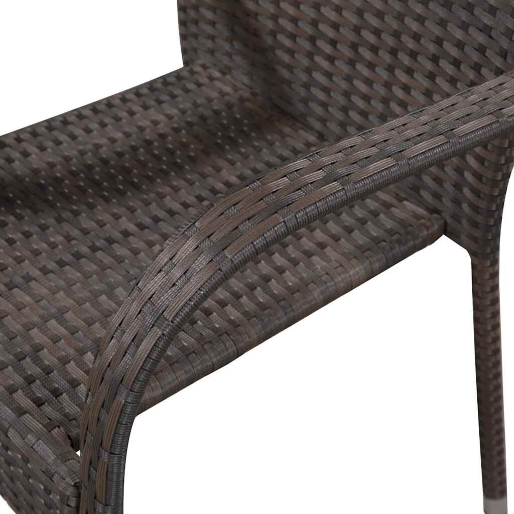 vidaXL Stackable Outdoor Chairs 6 pcs Poly Rattan Brown