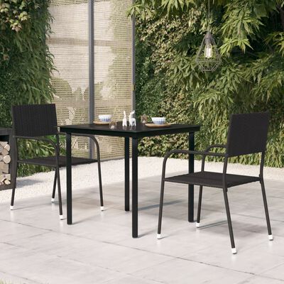 vidaXL Garden Dining Table Black 80x80x74 cm Steel and Glass,  vidaXL Garden Dining Table Black 80x80x74 cm Steel and Glass