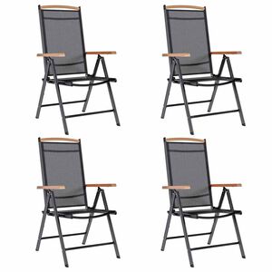 vidaXL Folding Chairs 4 pcs Aluminium and Textilene Black