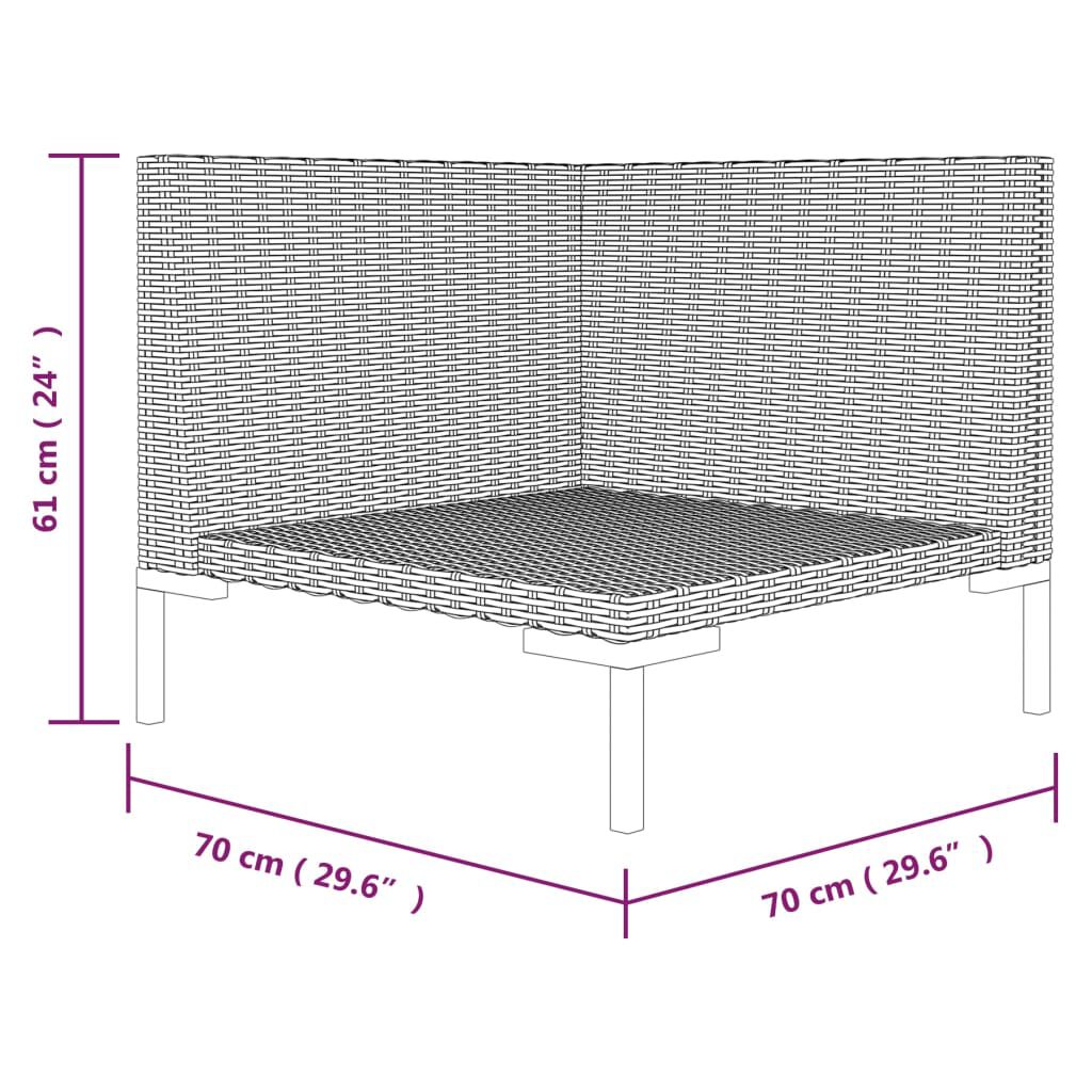 vidaXL Garden Sofa with Cushions Half Round Poly Rattan