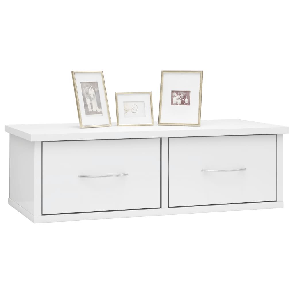 vidaXL Wall-mounted Drawer Shelf High Gloss White 60x26x18.5 cm Engineered Wood