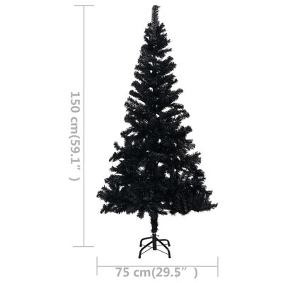 vidaXL Artificial Pre-lit Christmas Tree with Ball Set Black 150 cm PVC