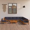 vidaXL 10 Piece Garden Lounge Set with Dark Grey Cushions Acacia Wood