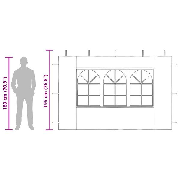 vidaXL Party Tent Sidewall 2 pcs with Window PE Anthracite