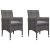 vidaXL 3 Piece Bistro Set Poly Rattan and Tempered Glass Grey