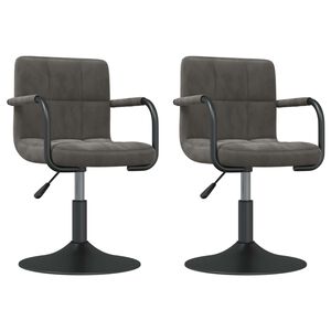 vidaXL Swivel Dining Chairs 2 pcs Dark Grey Velvet