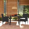 vidaXL 3 Piece Garden Dining Set with Cushions Poly Rattan Black