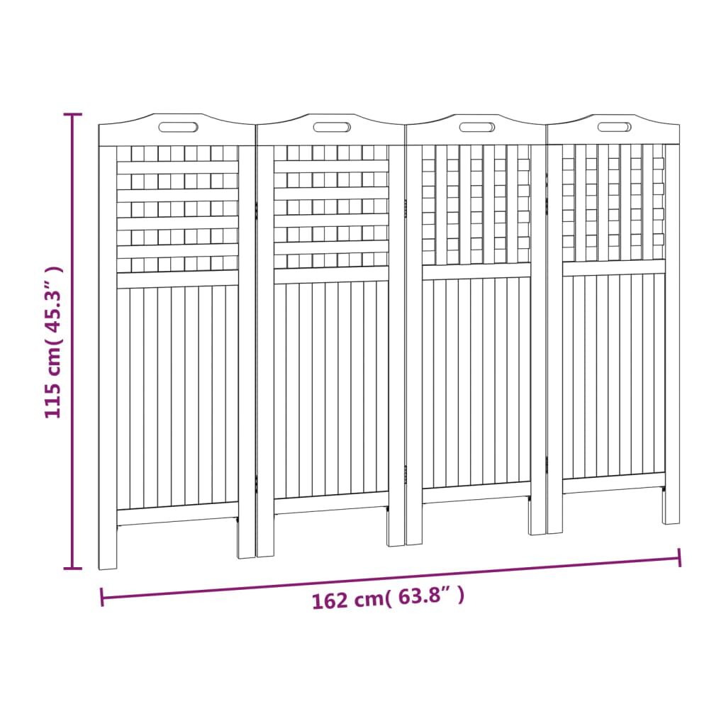 vidaXL 4-Panel Room Divider 162x2x115 cm Solid Wood Acacia