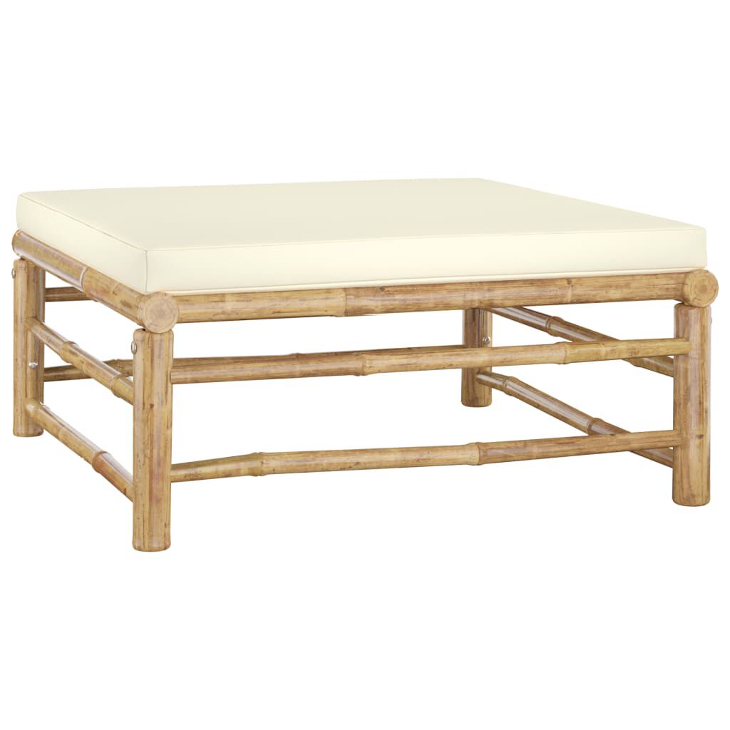 vidaXL 6 Piece Garden Lounge Set with Cream White Cushions Bamboo