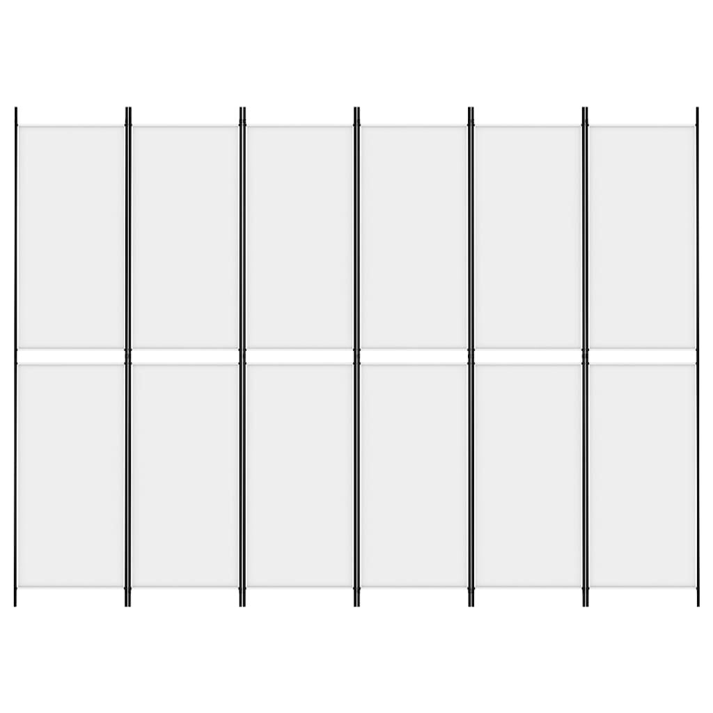 vidaXL 6-Panel Room Divider White 300x220 cm Fabric