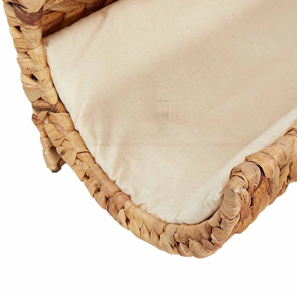 vidaXL Cat Bed with Cushion Water Hyacinth 37x20x20 cm