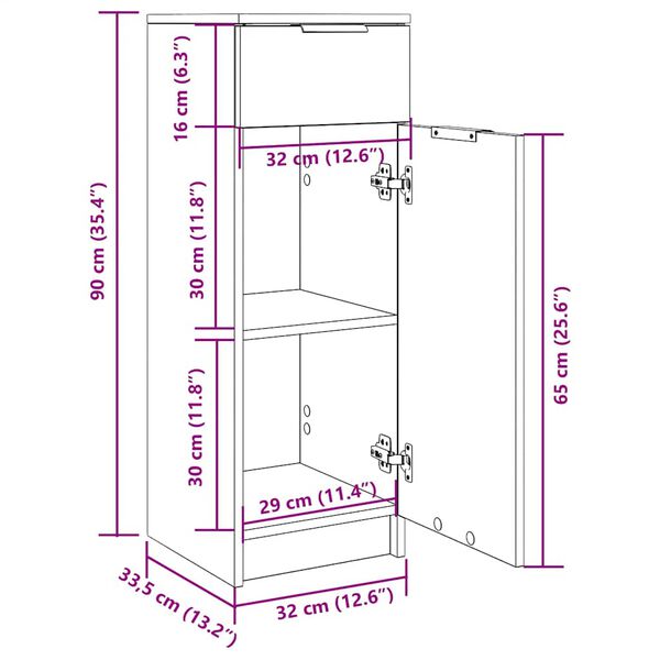 vidaXL Bathroom Cabinet White 32x33.5x90 cm Engineered Wood
