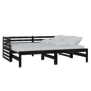 vidaXL Pull-out Day Bed without Mattress Black 2x(90x200)cm