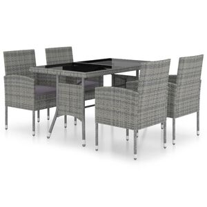 vidaXL 5 Piece Garden Dining Set Poly Rattan Anthracite & Grey