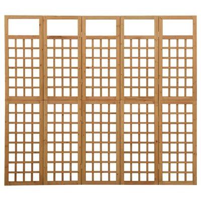 vidaXL 5-Panel Room Divider/Trellis Solid Fir Wood 201.5x180 cm
