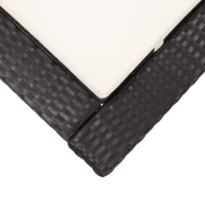 vidaXL Sunbed with Cushion Black Poly Rattan, black and white vidaXL Sunbed with Cushion Black Poly Rattan
