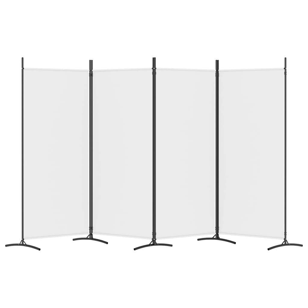 vidaXL 4-Panel Room Divider White 346x180 cm Fabric