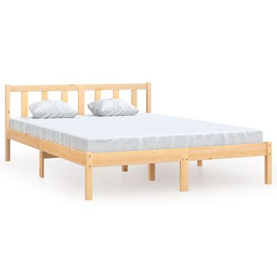 vidaXL Bed Frame without Mattress Solid Wood 140x200 cm, natural vidaXL Bed Frame without Mattress Solid Wood 140x200 cm