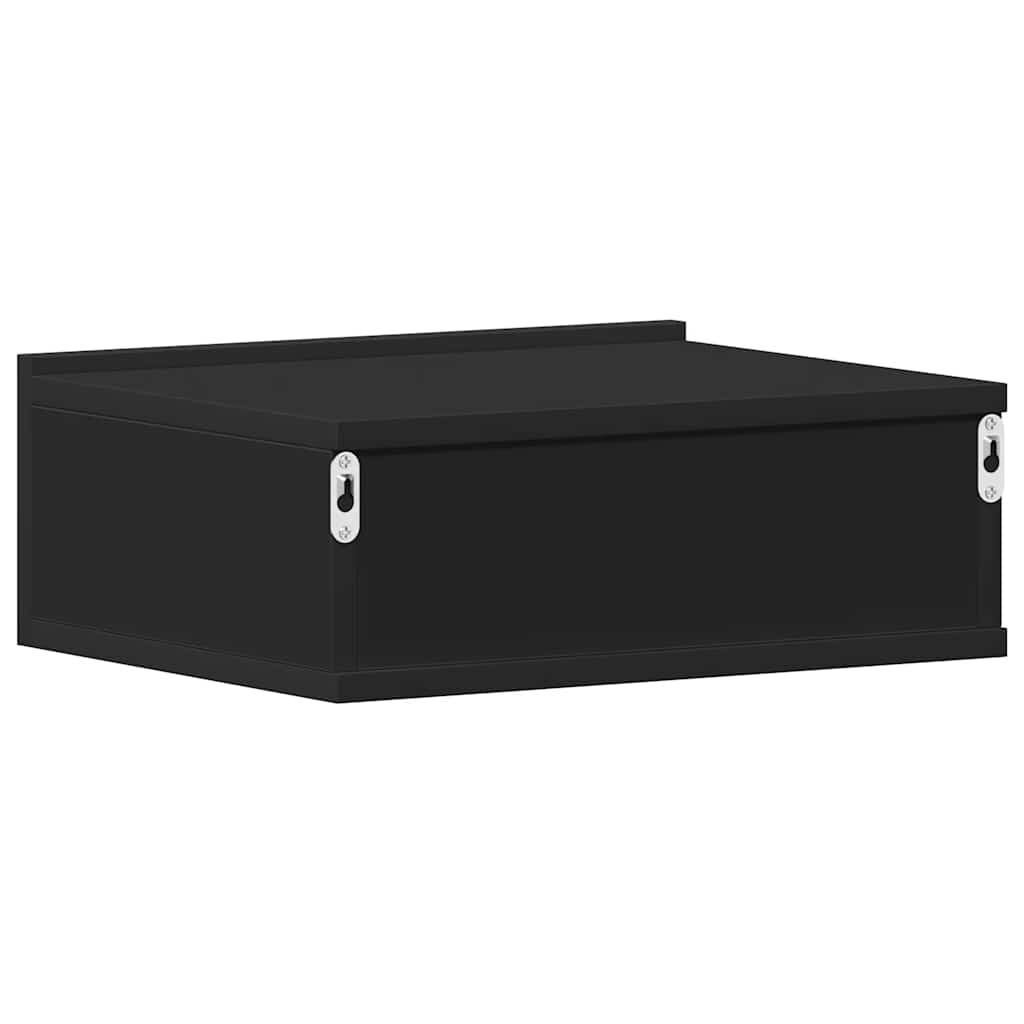vidaXL Floating Nightstand Black 40x30x15 cm Engineered Wood