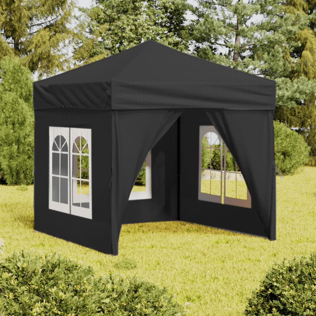 vidaXL Folding Party Tent with Sidewalls Anthracite 2x2 m