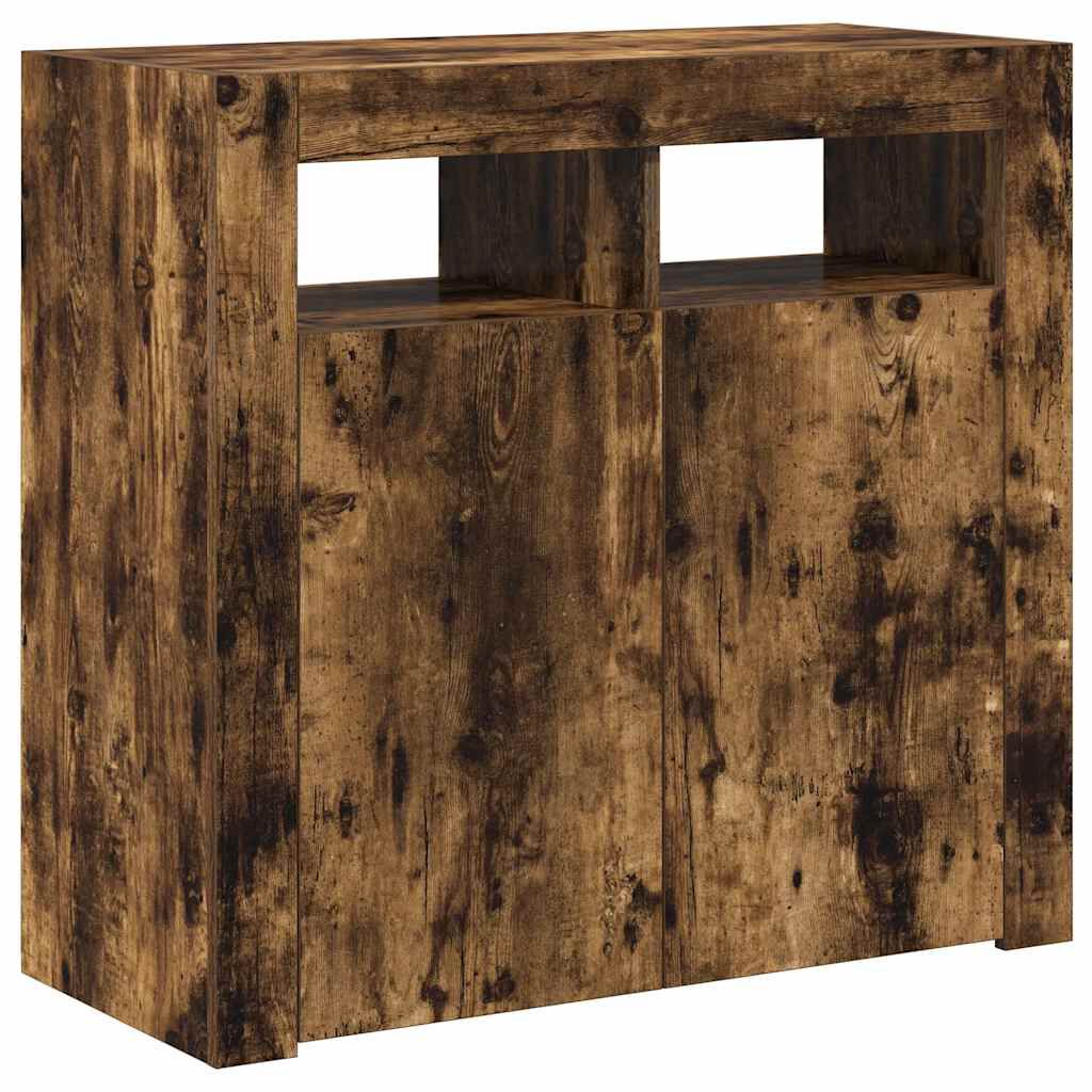 vidaXL Sideboard with LED Lights Smoked Oak 80x35x75 cm