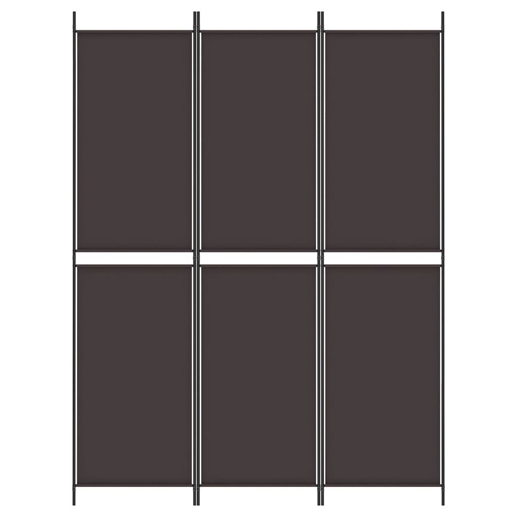 vidaXL 3-Panel Room Divider Brown 150x200 cm Fabric