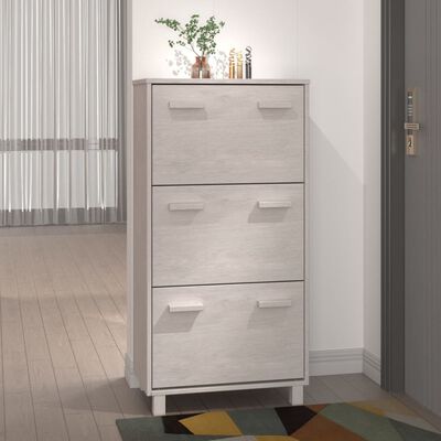 vidaXL Shoe Cabinet HAMAR White 59.5x35x117 cm Solid Wood Pine, white vidaXL Shoe Cabinet HAMAR White 59.5x35x117 cm Solid Wood Pine