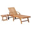 vidaXL Sun Loungers 2 pcs with Table Solid Teak Wood