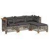 vidaXL 4 Piece Garden Sofa Set with Cushions Grey Poly Rattan
