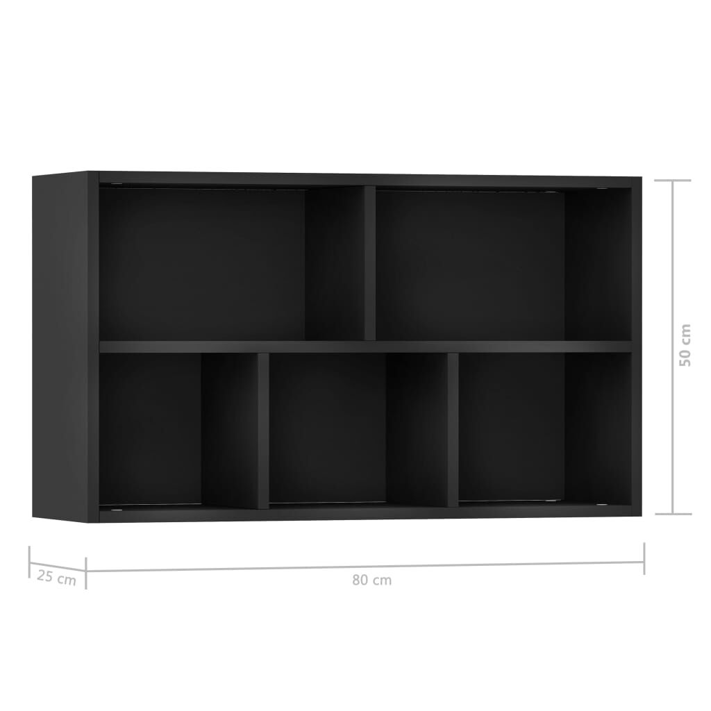 vidaXL Book Cabinet/Sideboard Black 50x25x80 cm Engineered Wood