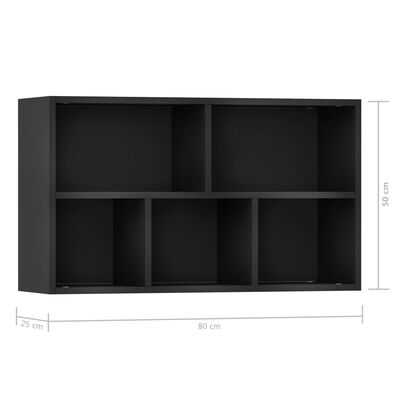 vidaXL Book Cabinet/Sideboard Black 50x25x80 cm Engineered Wood, black vidaXL Book Cabinet/Sideboard Black 50x25x80 cm Engineered Wood
