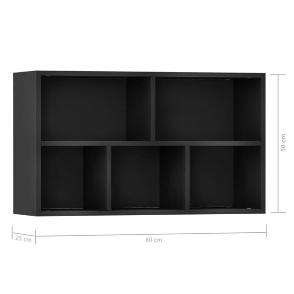 vidaXL Book Cabinet/Sideboard Black 50x25x80 cm Engineered Wood