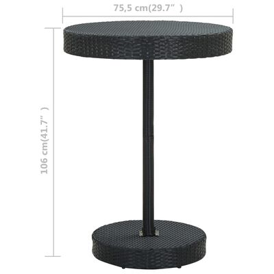 vidaXL Garden Table Black 75.5x106 cm Poly Rattan, black vidaXL Garden Table Black 75.5x106 cm Poly Rattan