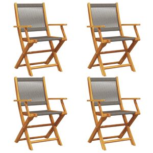 vidaXL Folding Chairs 4 pcs Grey Solid Wood Acacia