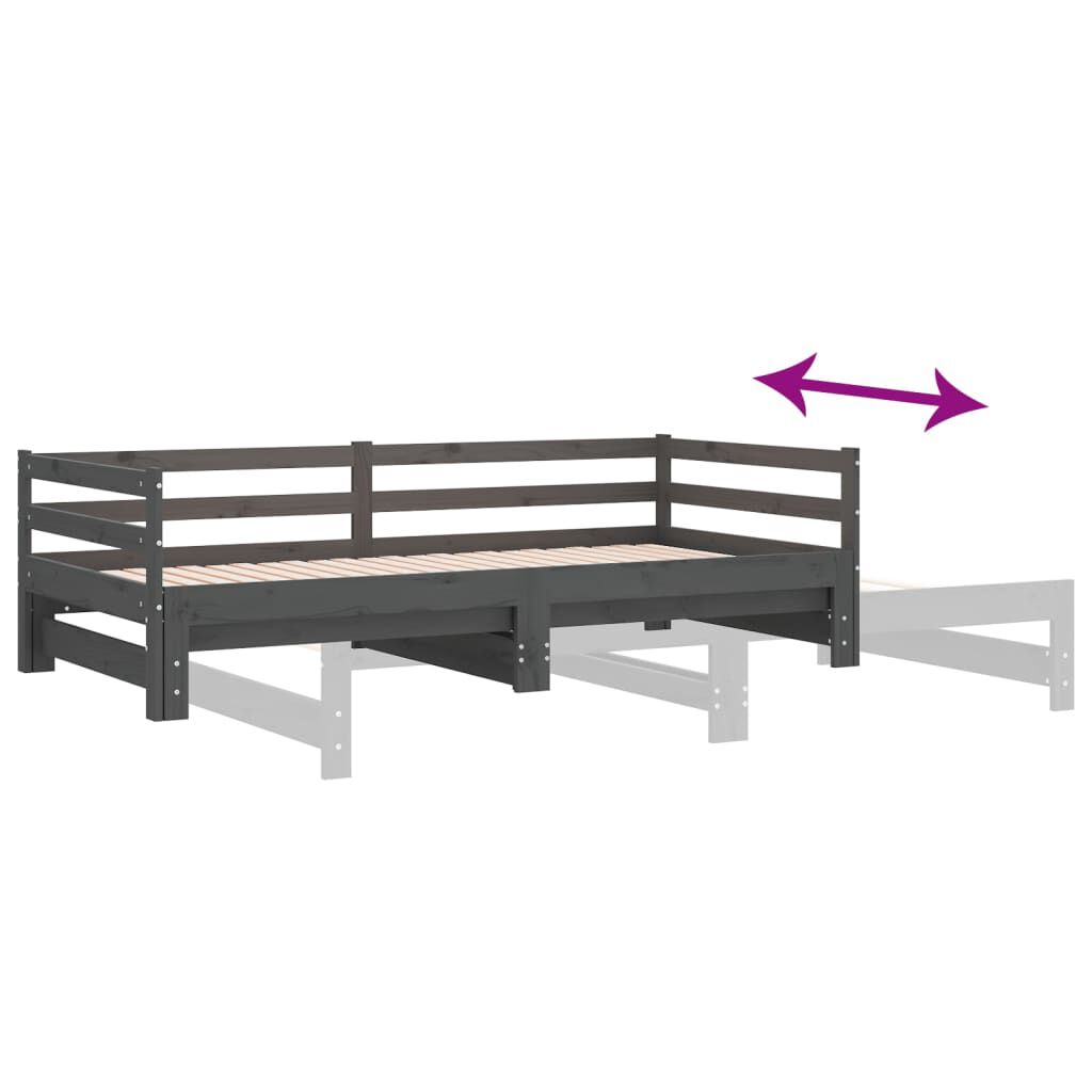 vidaXL Pull-out Day Bed without Mattress Grey 2x(90x200)cm