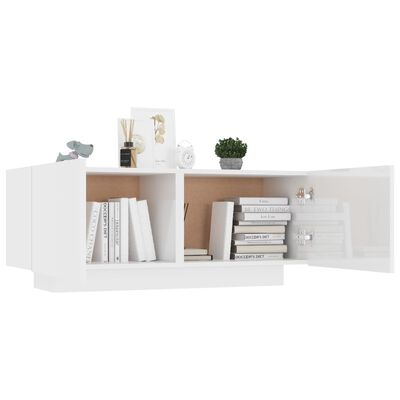 vidaXL TV Cabinet High Gloss White 100x35x40 cm Engineered Wood