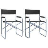 vidaXL Director's Chairs 2 pcs Steel Black, black vidaXL Director's Chairs 2 pcs Steel Black